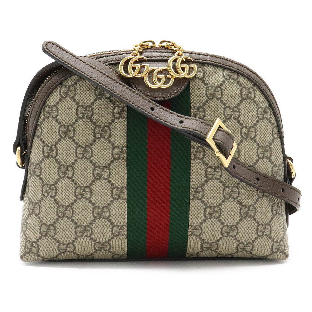 Gucci Ophidia GG Supreme Sherry Shoulder Bag Leather Beige Cream Brown